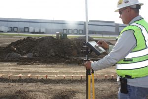 Man using technology at construction site