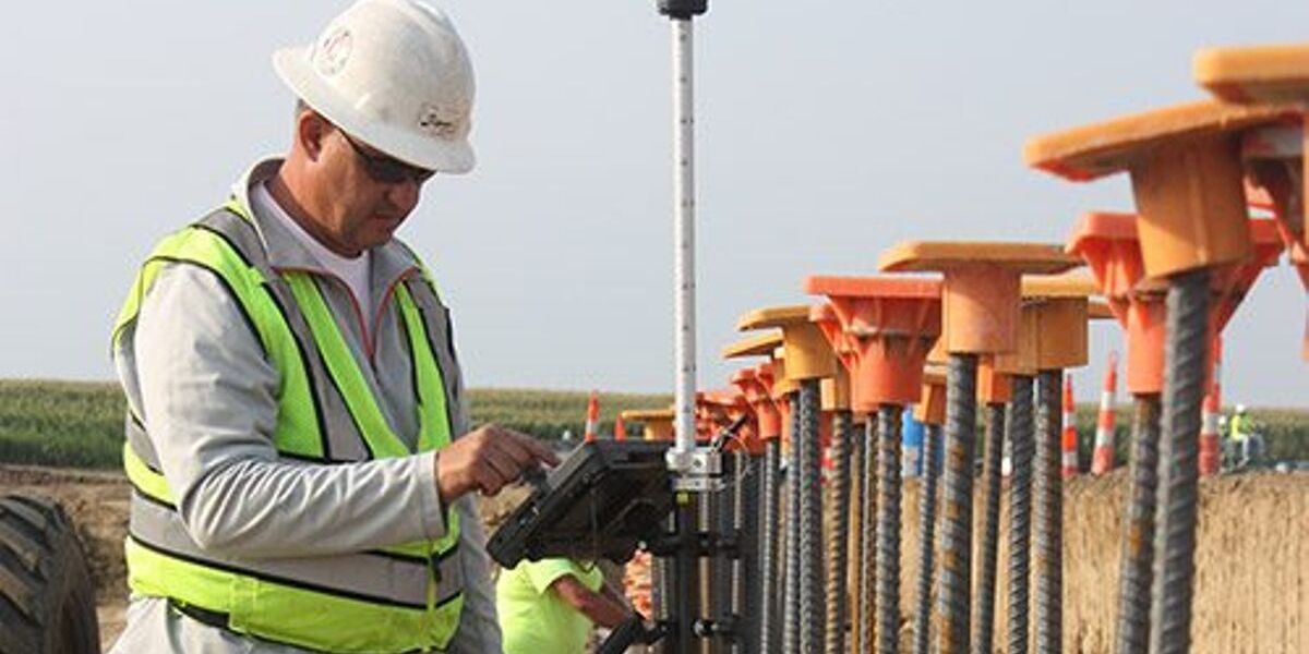 Man using tablet at construction site