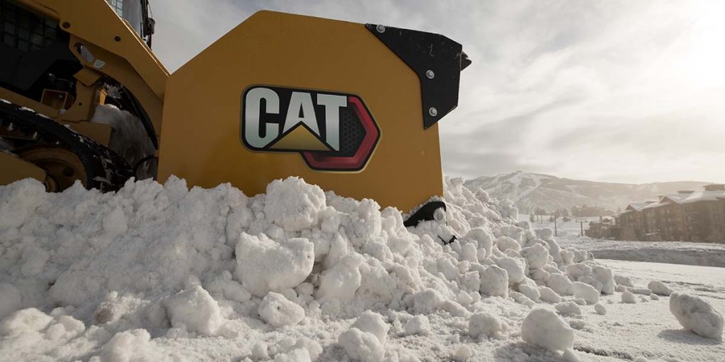 Close up of Cat vehicle in deep snow